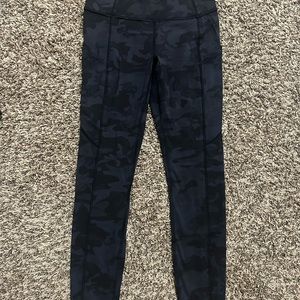 Black and Grey Camo Lululemon Fast & Free 7/8 Leggings